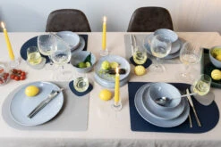 Jay Hill Placemats - Vegan Leer - Grijs / Blauw - Bread - Dubbelzijdig - 44 X 30 Cm - 6 Stuks -Goedkope Keuken Benodigdheden 13 Jay hill servies stripes 01
