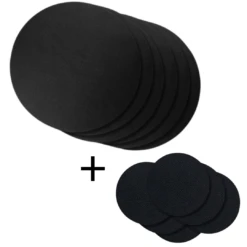 Jay Hill 6 Placemats + 6 Onderzetters Rond - Vegan Leer - Zwart