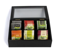 Sakura Tea Theedoos - Zwart - 6-vaks - Met Fluweel - 24 X 16 Cm -Goedkope Keuken Benodigdheden 3 6 vaks 8