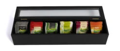 Sakura Tea Theedoos - Zwart - 6-vaks - Met Fluweel - 43 X 9 Cm 4 Sakura Tea Theedoos - Zwart - 6-vaks - Met Fluweel - 43 X 9 Cm -Goedkope Keuken Benodigdheden 3 6 vaks lang 8