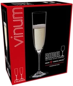 Riedel Champagne Glazen / Flutes Vinum - 2 Stuks -Goedkope Keuken Benodigdheden 641600008 packaging s9H171Kq