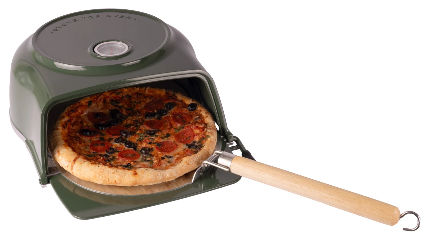 Fernus & Friends Pizza Oven - voor Fornuis - duck green - voor ø 26 cm pizza's Fernus & Friends Pizza Oven - Voor Fornuis - Duck Green - Voor ø 26 Cm Pizza's -Goedkope Keuken Benodigdheden Fernus groen 3 1