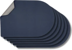 Jay Hill Placemats - Vegan Leer - Grijs / Blauw - Bread - Dubbelzijdig - 44 X 30 Cm - 6 Stuks