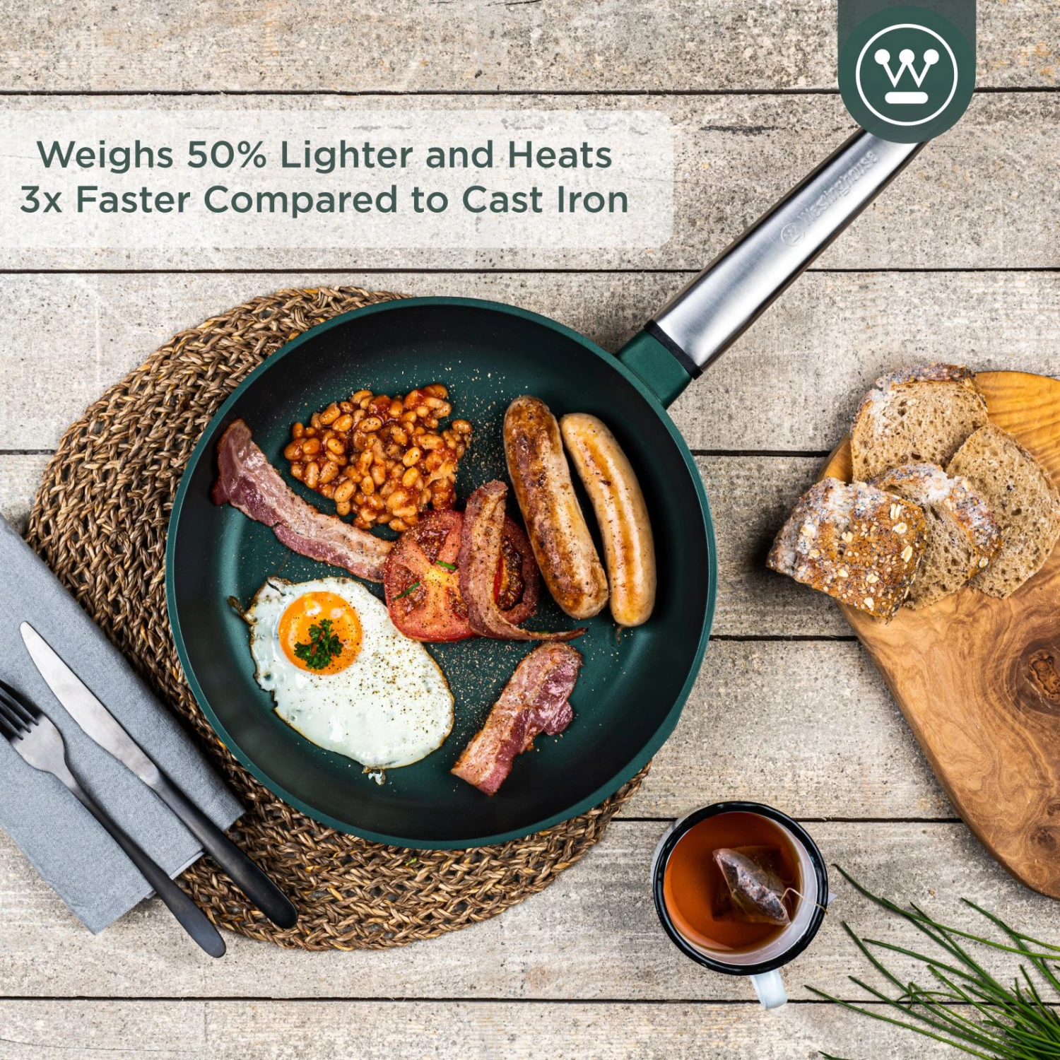 Westinghouse Koekenpan Performance - Gracious Green - ø 24 cm - standaard anti-aanbaklaag Westinghouse Koekenpan Performance - Gracious Green - ø 24 Cm - Standaard Anti-aanbaklaag -Goedkope Keuken Benodigdheden WCFP0095024SG 2