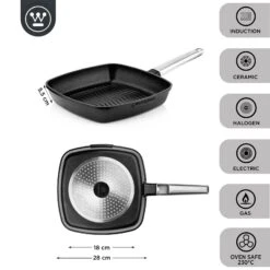 Westinghouse Grillpan Performance - Blissful Black - 28 X 28 Cm - Standaard Anti-aanbaklaag -Goedkope Keuken Benodigdheden WCFP0095G28BK 3
