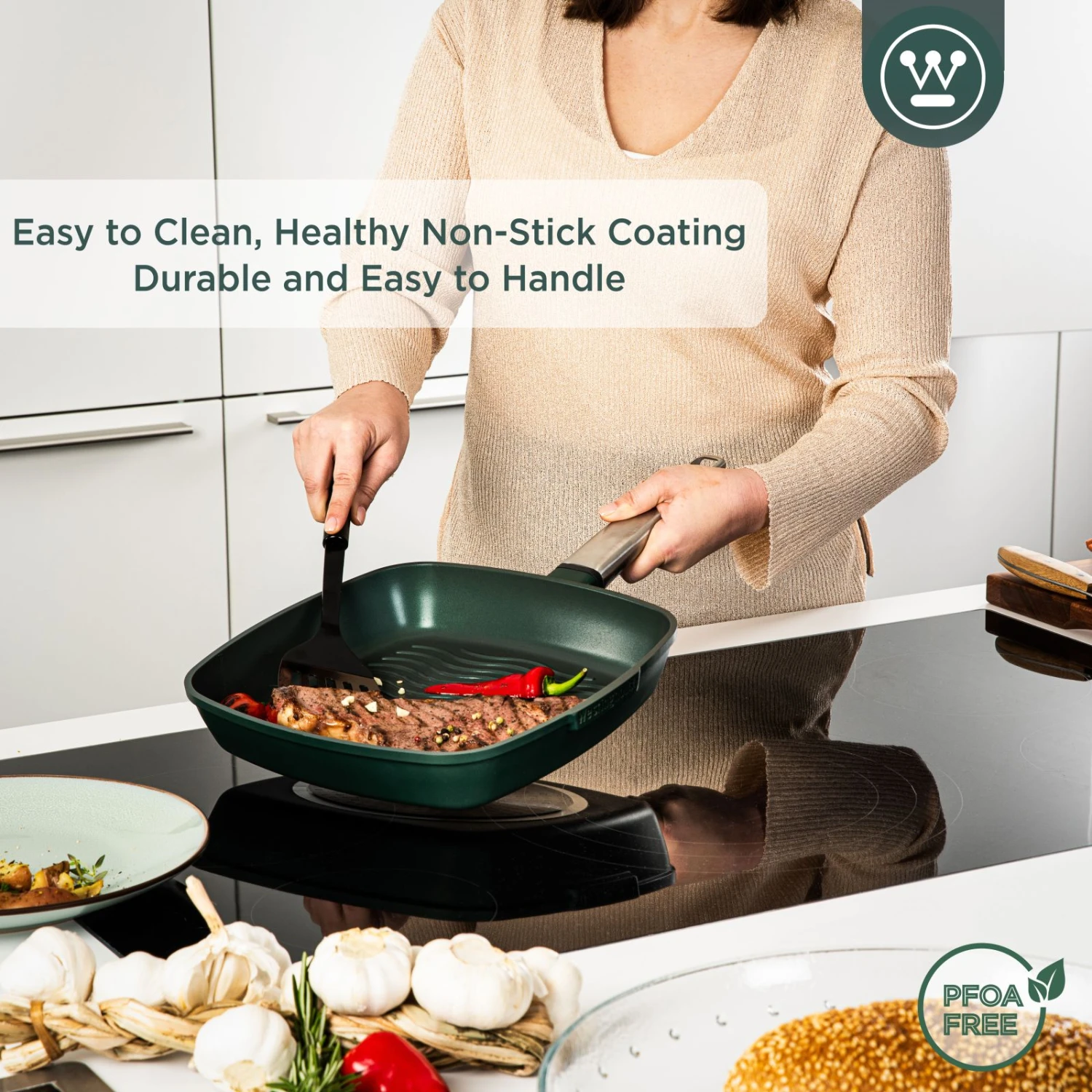 Westinghouse Grillpan Performance - Gracious Green - 28 x 28 cm - standaard anti-aanbaklaag Westinghouse Grillpan Performance - Gracious Green - 28 X 28 Cm - Standaard Anti-aanbaklaag -Goedkope Keuken Benodigdheden WCFP0095G28SG 4