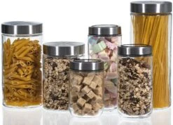 Sareva Voorraadpot - Glas / RVS Deksel - ø 8 Cm / 800 Ml -Goedkope Keuken Benodigdheden opbergglas set 1 4