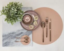 Jay Hill Placemats - Vegan Leer - Grijs / Roze - Dubbelzijdig - ø 38 Cm - 6 Stuks -Goedkope Keuken Benodigdheden placemat 17 1