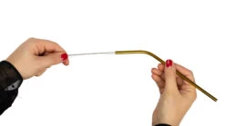 Sareva Herbruikbare Rietjes - Met Borstel - Goud - Gebogen - 4 Stuks -Goedkope Keuken Benodigdheden product hand 4