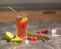 Sareva Herbruikbare Rietjes - Met Borstel - Goud - Gebogen - 4 Stuks -Goedkope Keuken Benodigdheden product keuken 4